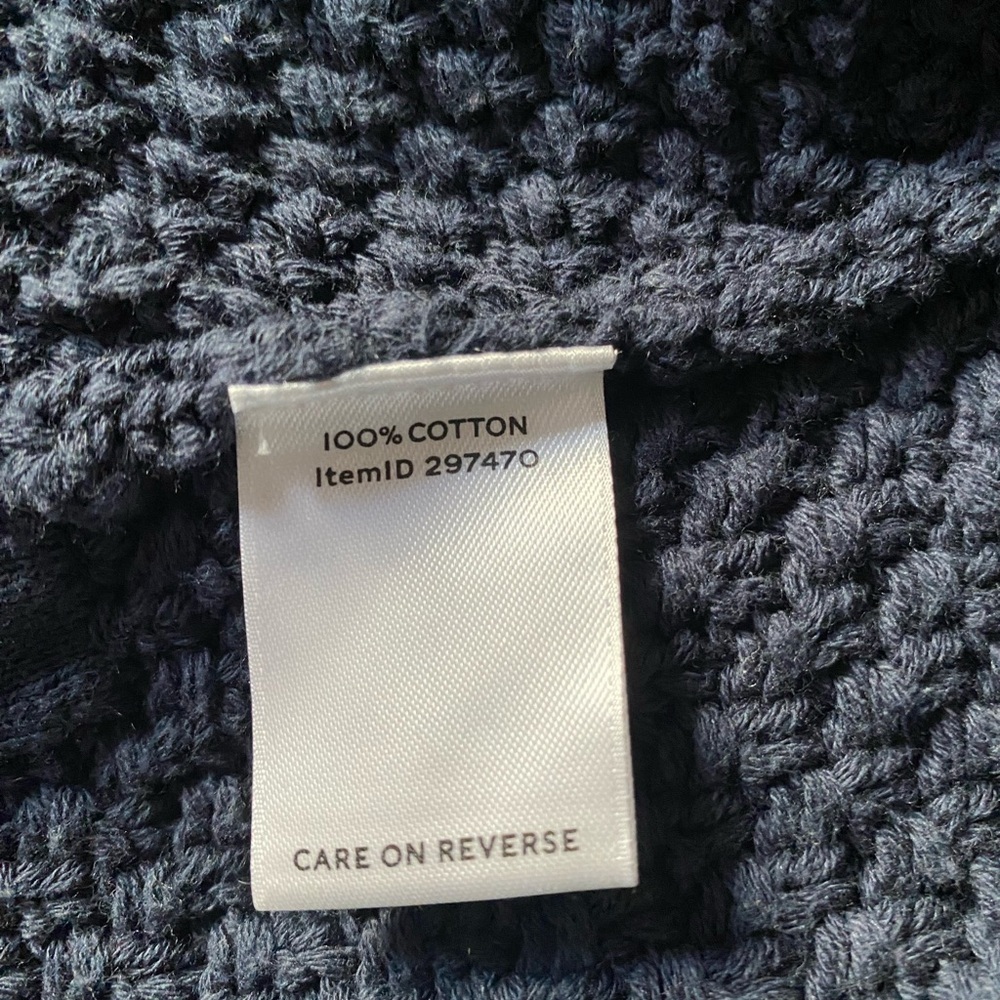 L.L.Bean Signature Women's Cotton Navy Fisherman Cable Knit Tunic Sweater Sz M - Picture 8 of 9